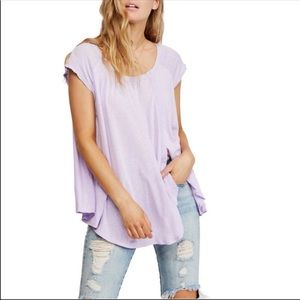 NWOT Free People 'Keep It Casual' Short Sleeve Tee | Purple Lilac | Size Large